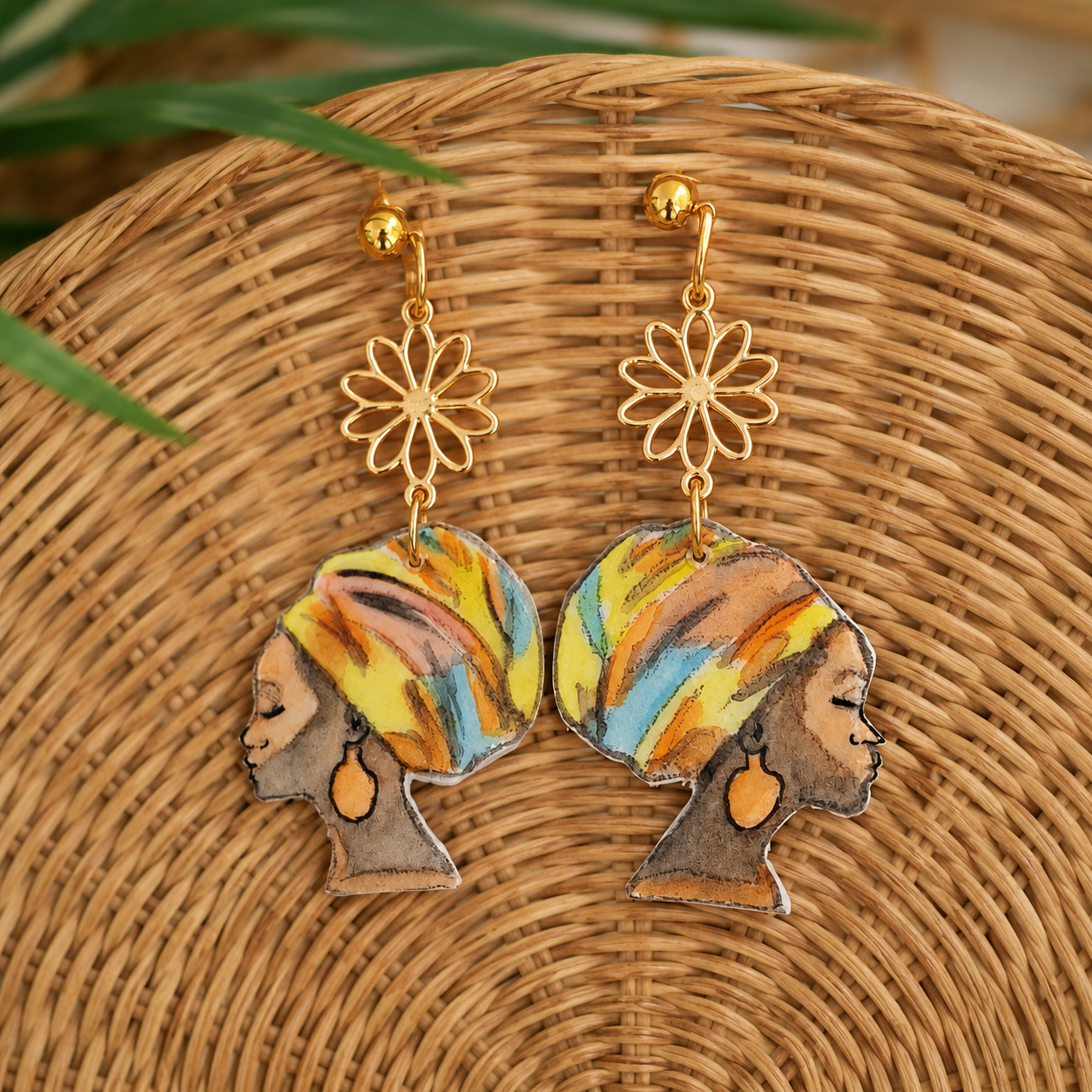 Boucles d'oreilles Aquarelle Fanm Kréyol