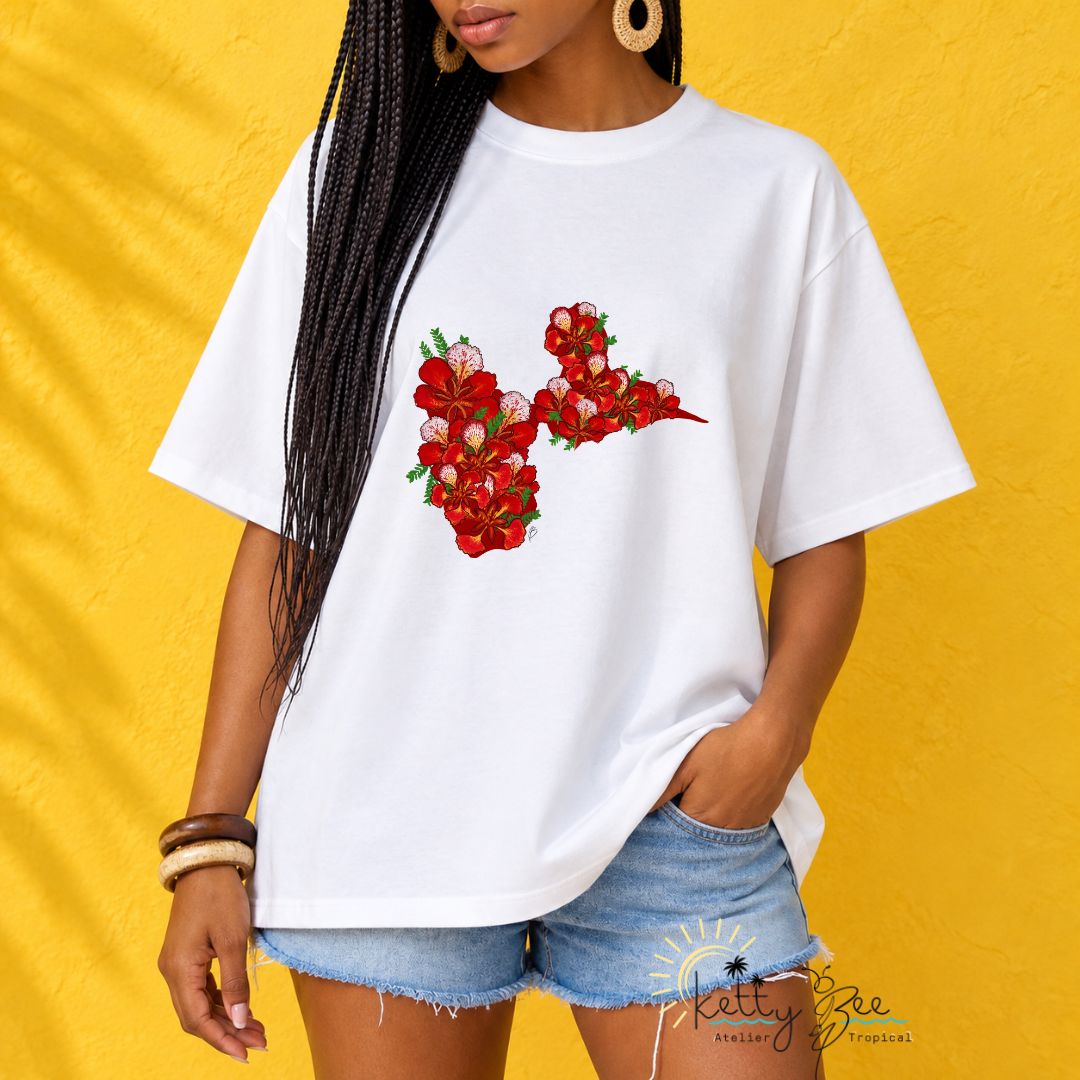 T-shirt imprimé Gwada Flamboyants Rouges